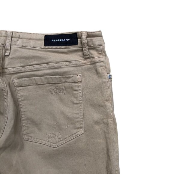 Represent Essential Jeans Knee Destroyer Tan Size 32 - Picture 3 of 10